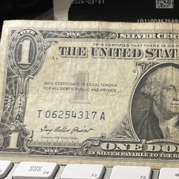 1957 silver Dollar Bank Note Blue Seal Us Federal $1. # T06254317 A Vintage - Picture 2 of 5